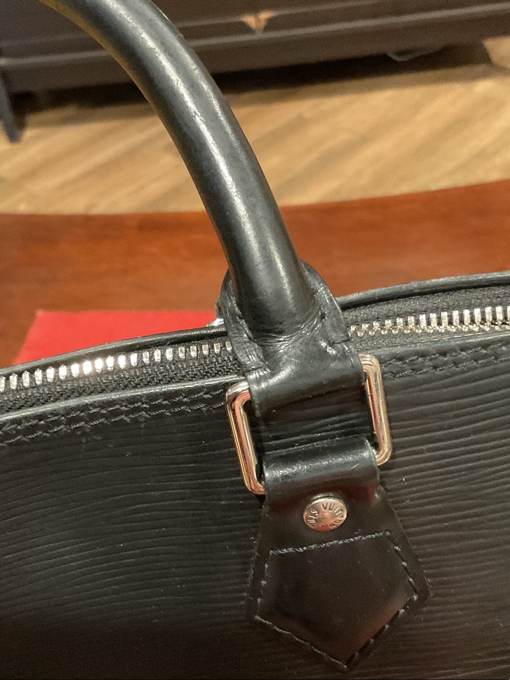 Louis Vuitton PM Black Textured Epi Leather Satchel with Silver-Tone Hardware - Picture 6 of 14